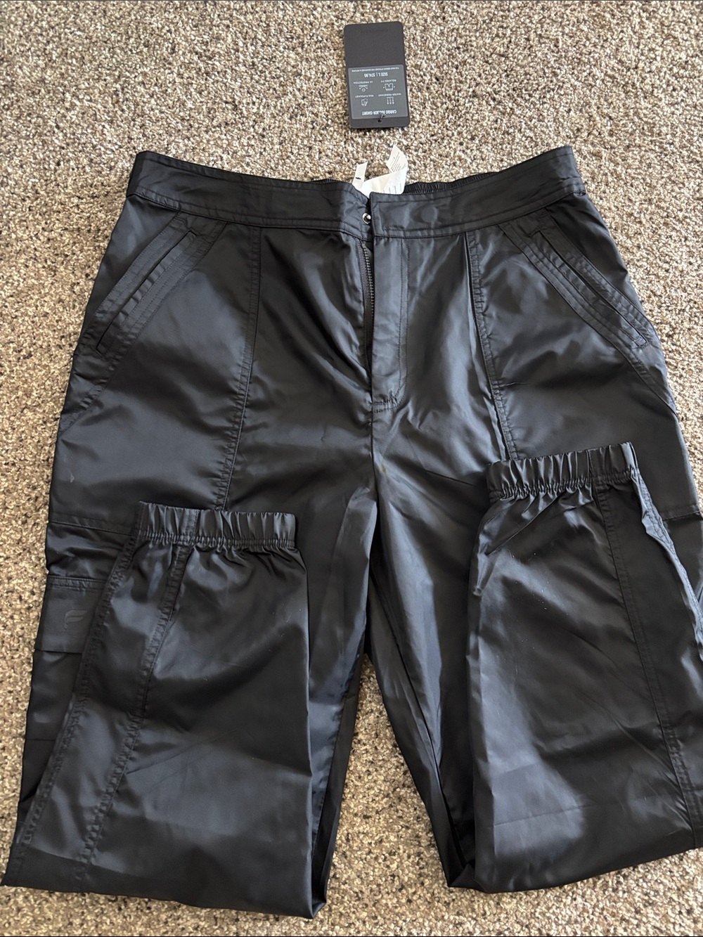 Fabletics Black Cargo Track Joggers